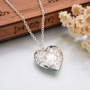 Heart Locket Pendant Necklace in Silver